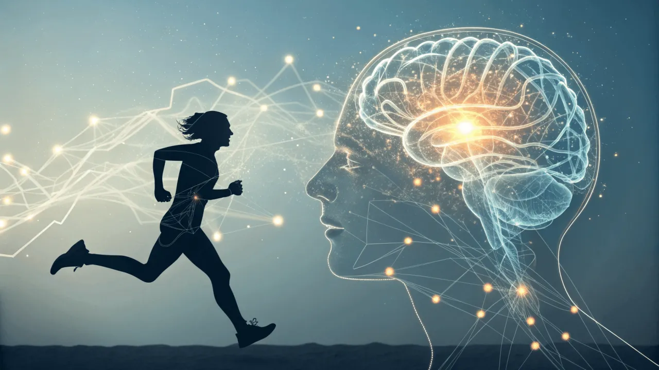 Diagram wpływu biegania na m&oacute;zg i endorfiny