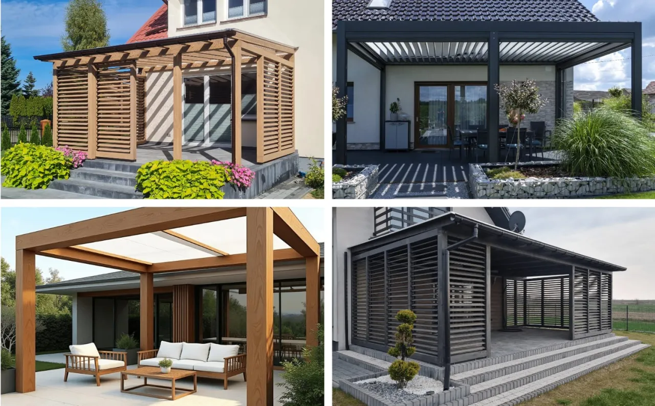 Konstrukcje zadaszeń taras&oacute;w drewniane i aluminiowe