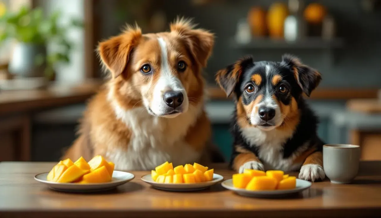 pies różnej wielkości je mango