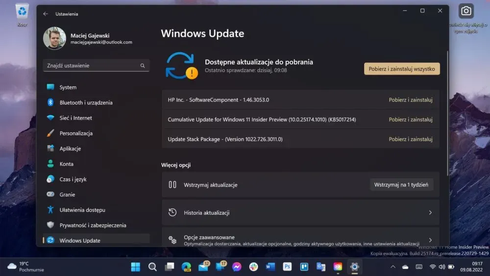 Komputer z systemem Windows, ikona aktualizacji sterownik&oacute;w