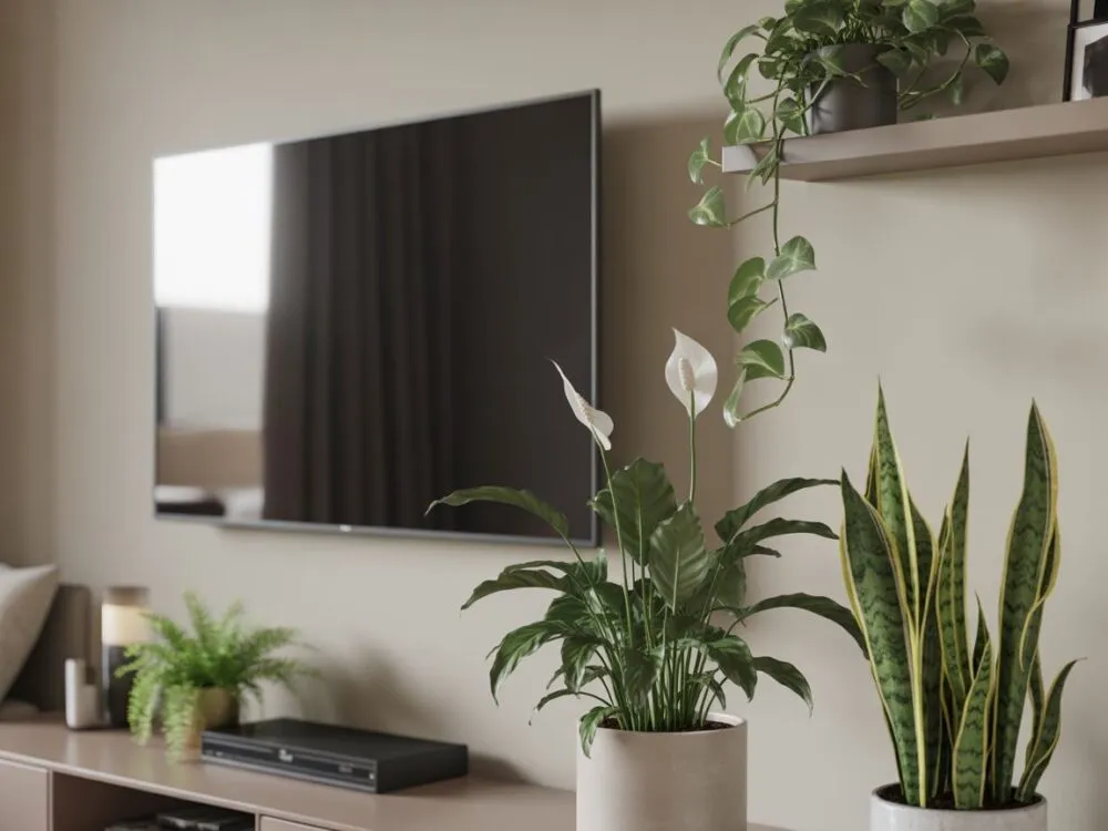 Zdjęcie Jakie kwiaty koło telewizora? Odkryj idealne rośliny do salonu
