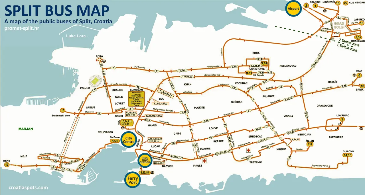 Zdjęcie Mapa Split: Kompleksowy przewodnik po atrakcjach miasta