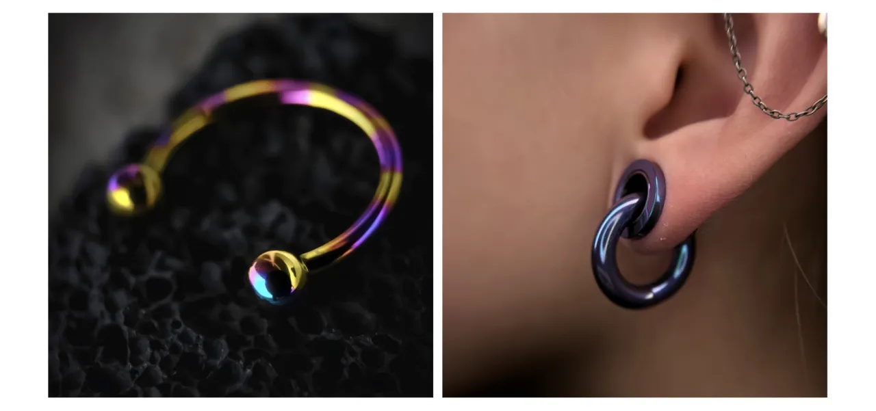 anodyzowane kolczyki tytanowe r&oacute;żne kolory