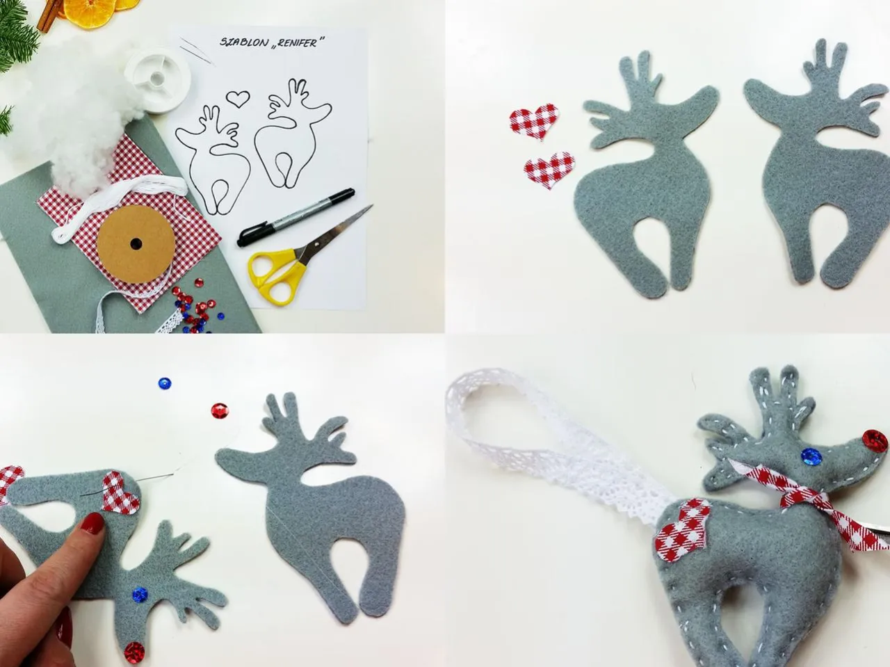 szablony ozdób z filcu na choinkę