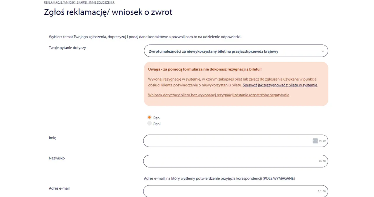 zwrot biletu pkp intercity online krok po kroku