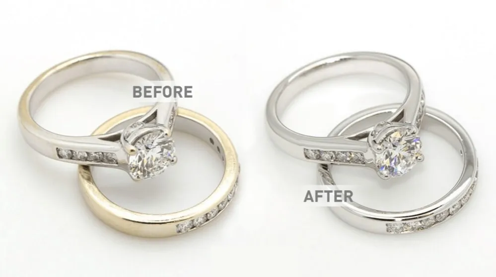 rodowanie biżuterii przed i po