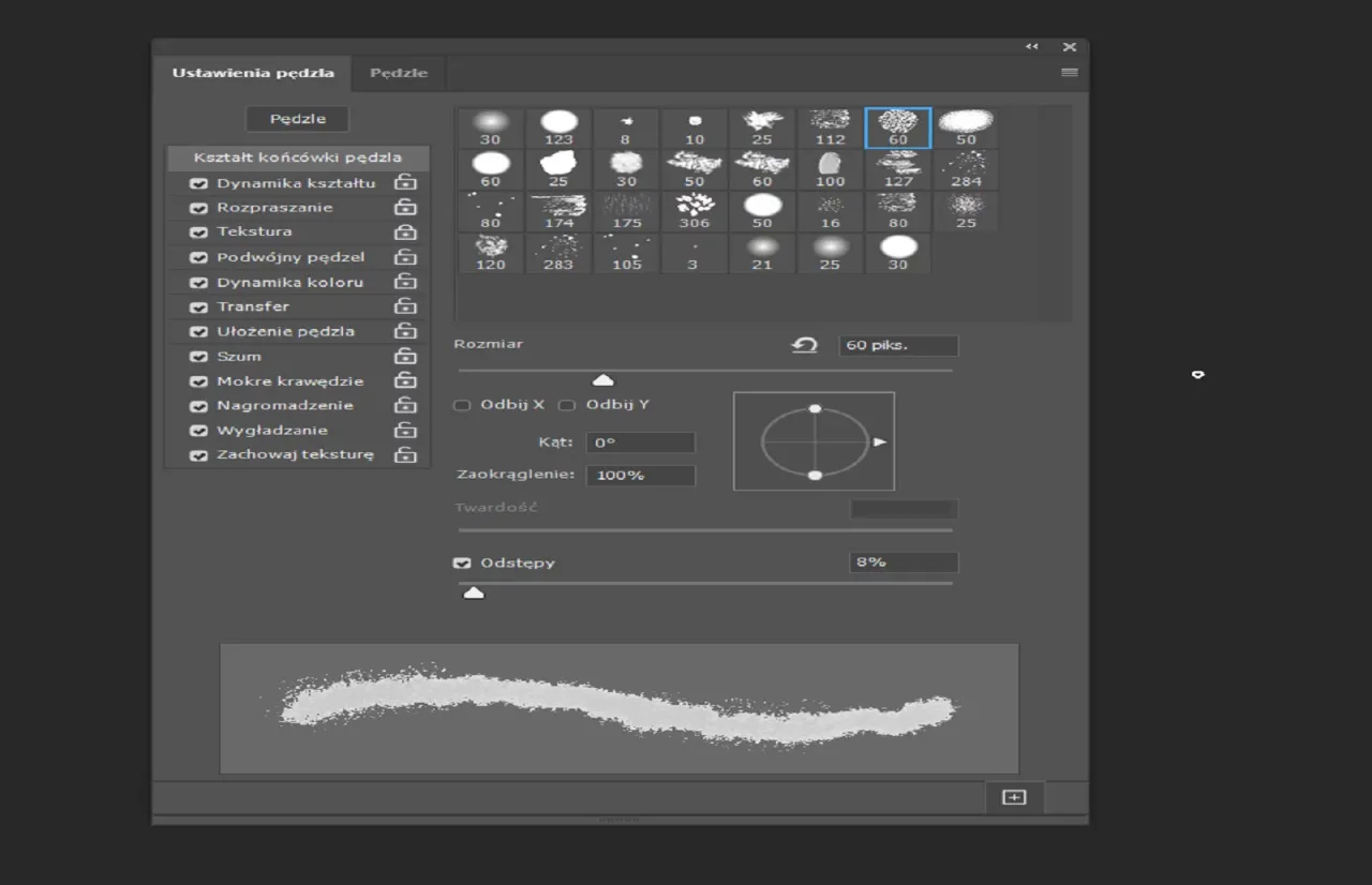 panel ustawienia pędzla photoshop