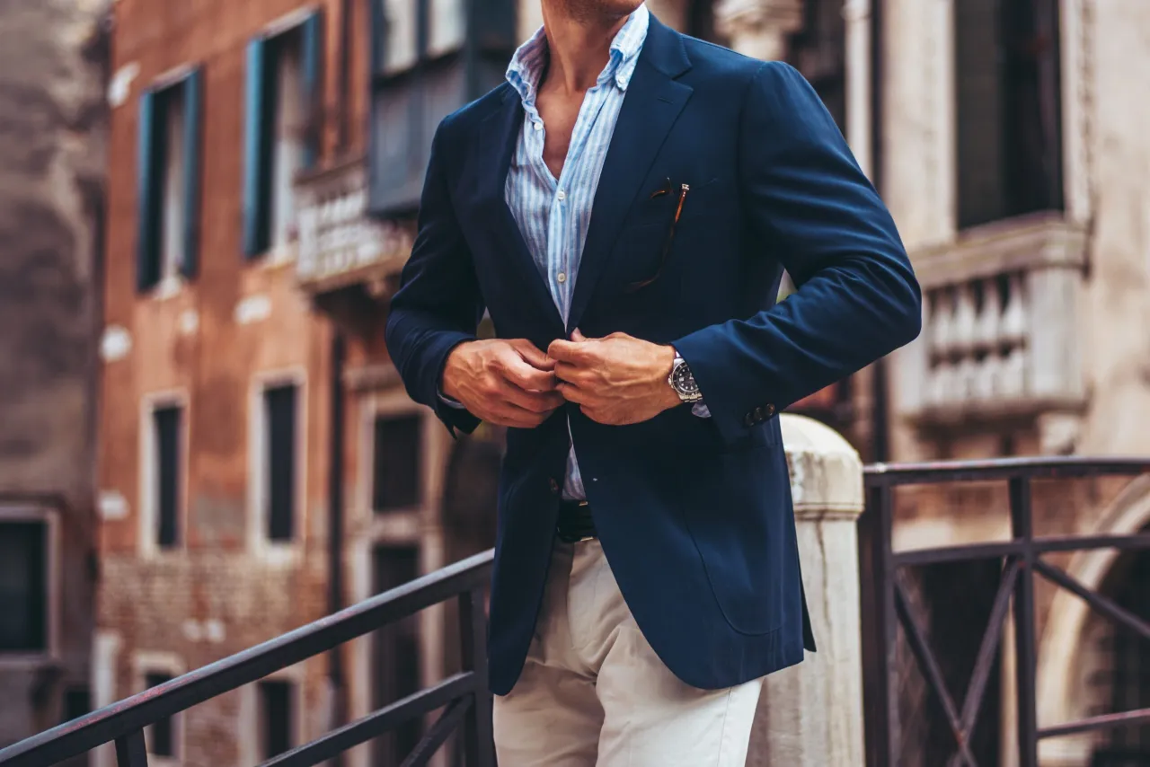 męskie stylizacje smart casual wielkanoc marynarka chinosy