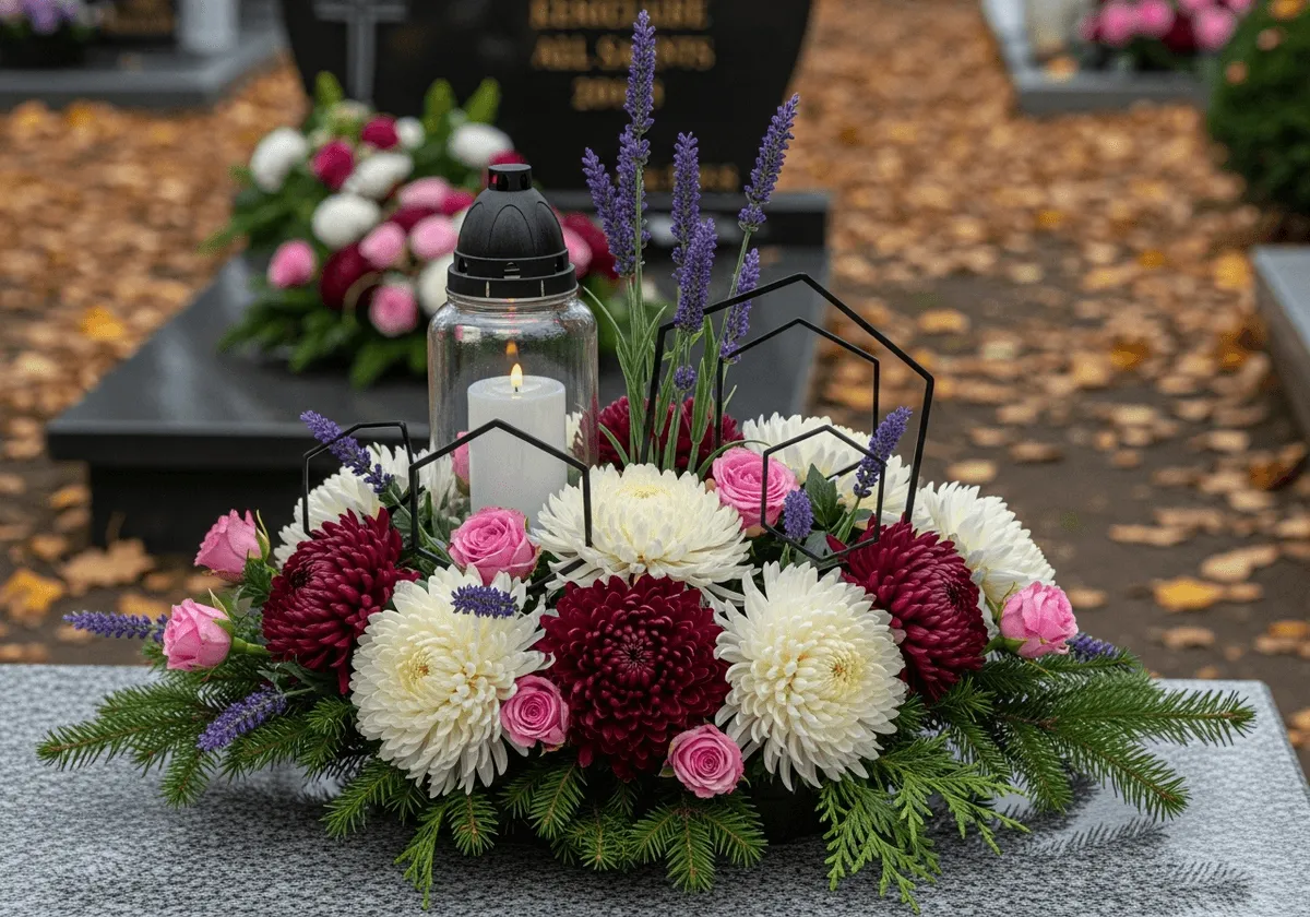 minimalistyczne dekoracje nagrobne, ekologiczne ozdoby na cmentarz