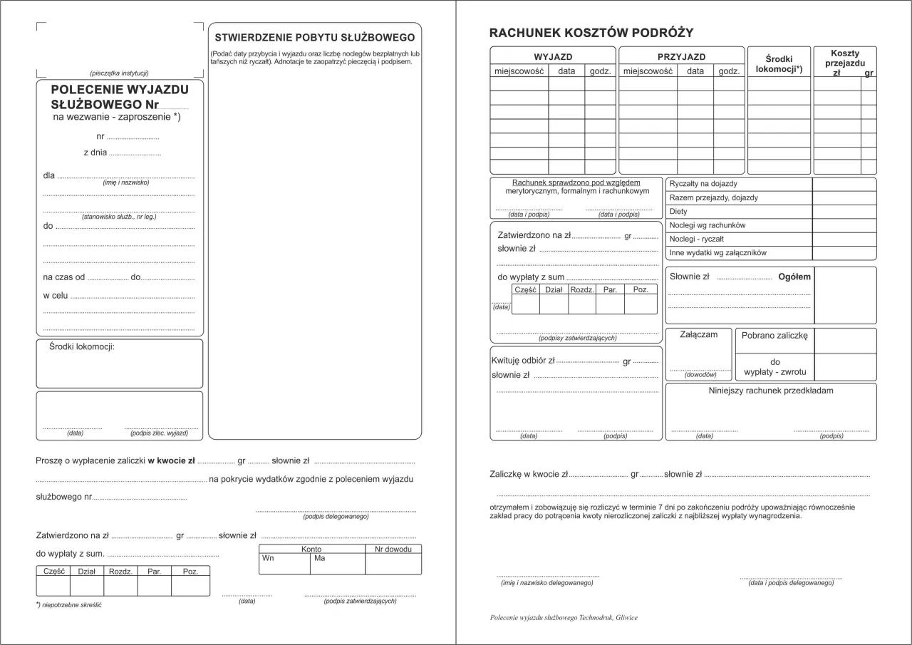 wzór polecenia wyjazdu służbowego