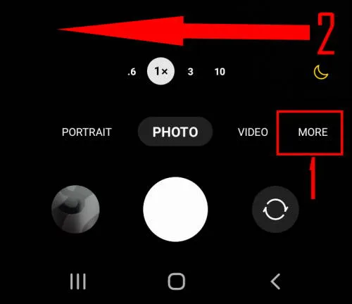 Samsung S22 camera modes interface