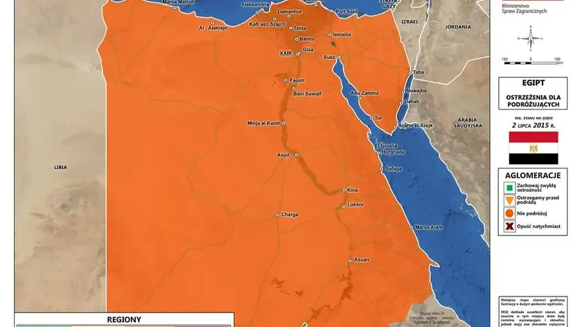 Mapa bezpieczeństwa Egipt kurorty