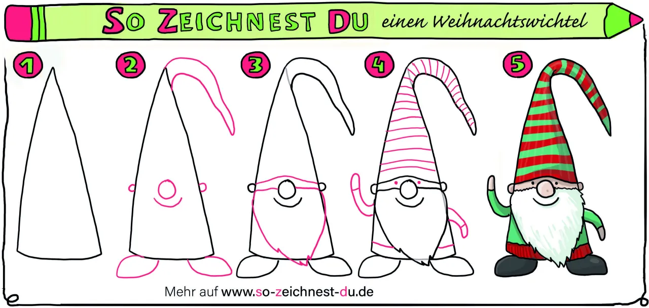 einfache Weihnachtsmotive malen Schritt für Schritt