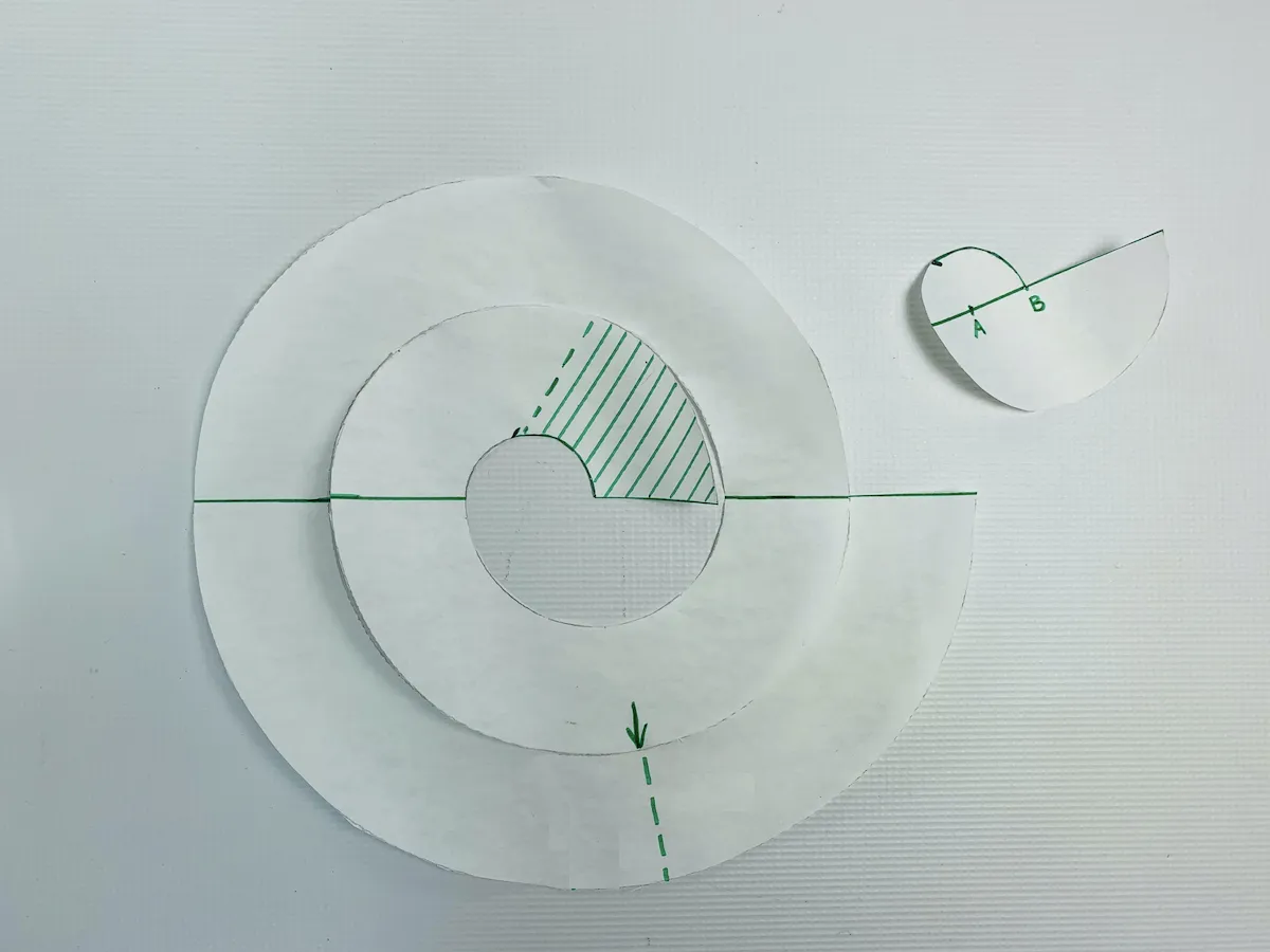 schemat obliczania materiału na falbany