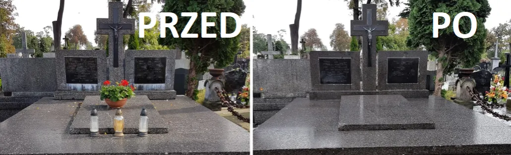 profesjonalna renowacja nagrobka przed po