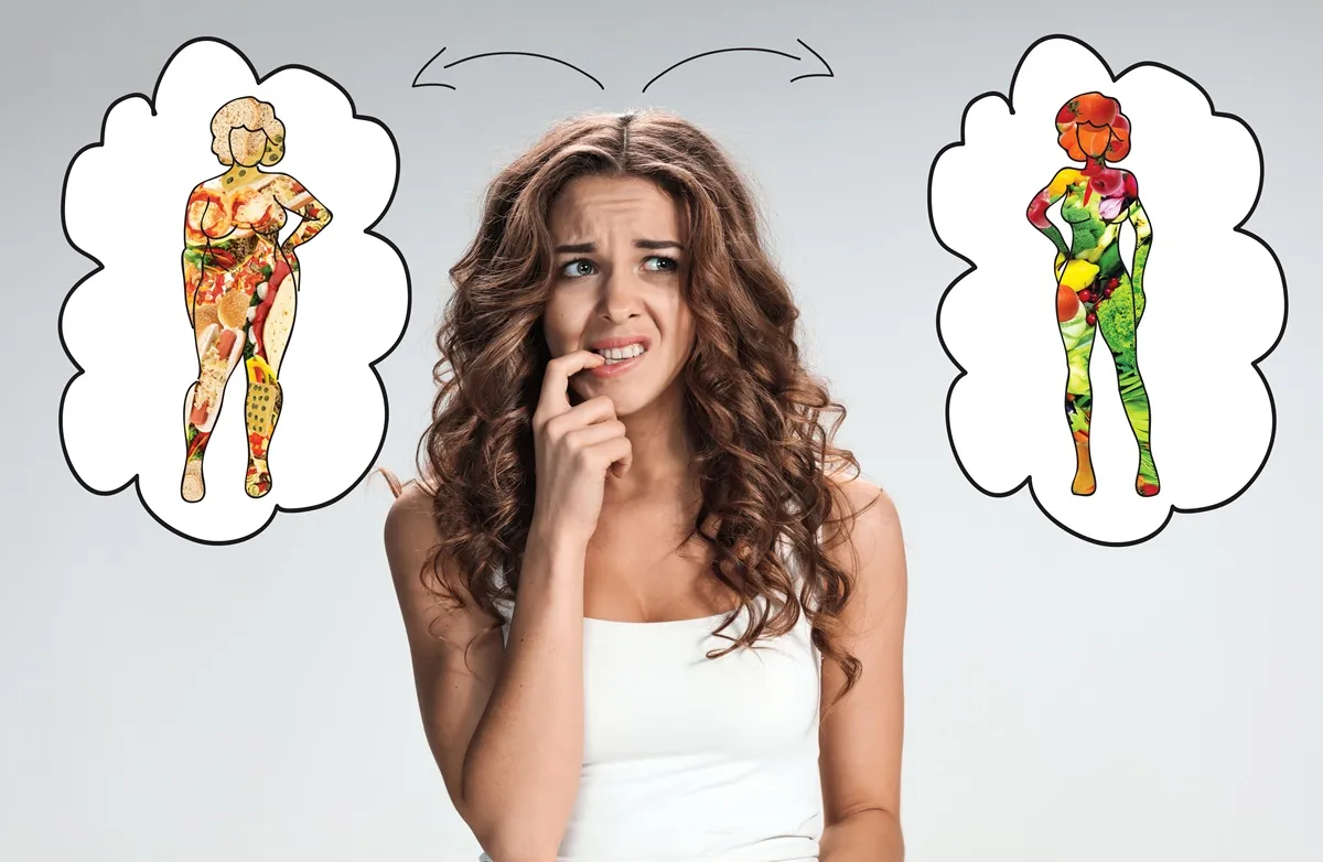 Osoba z zaburzeniami odżywiania, symboliczne przedstawienie wewnętrznej walki