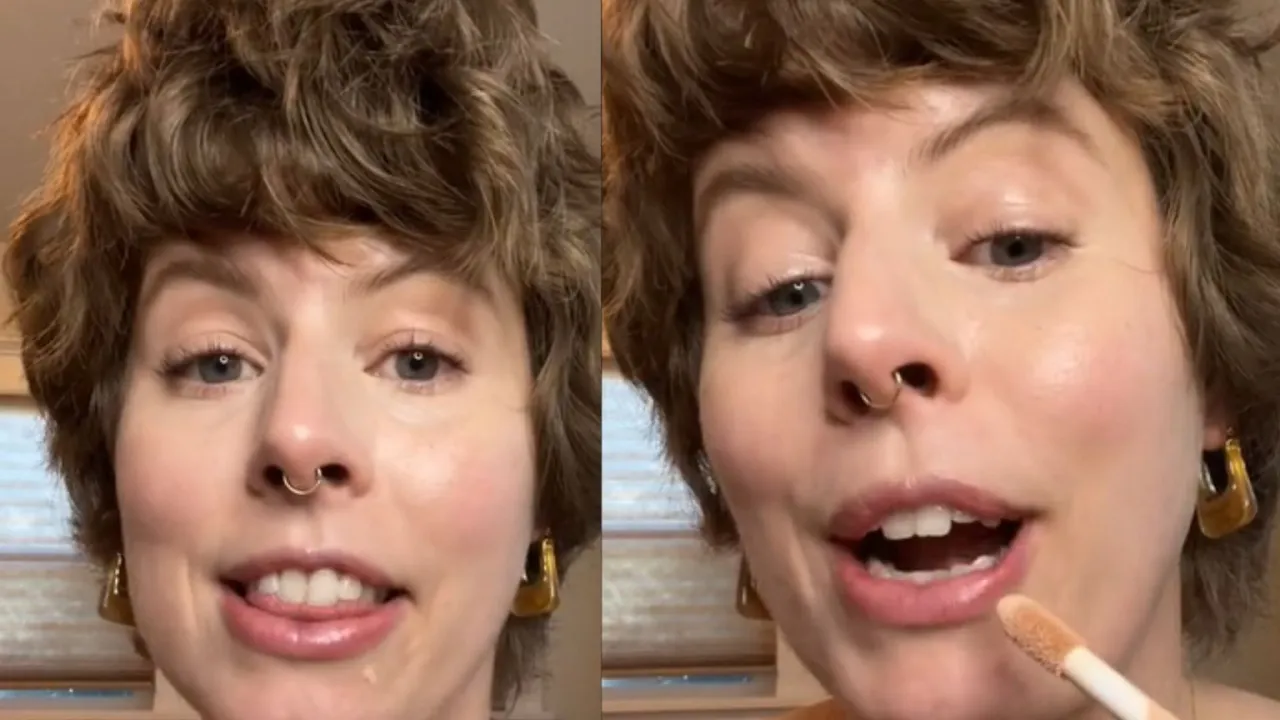 kobieta z źle nałożonym makijażem na pryszczu