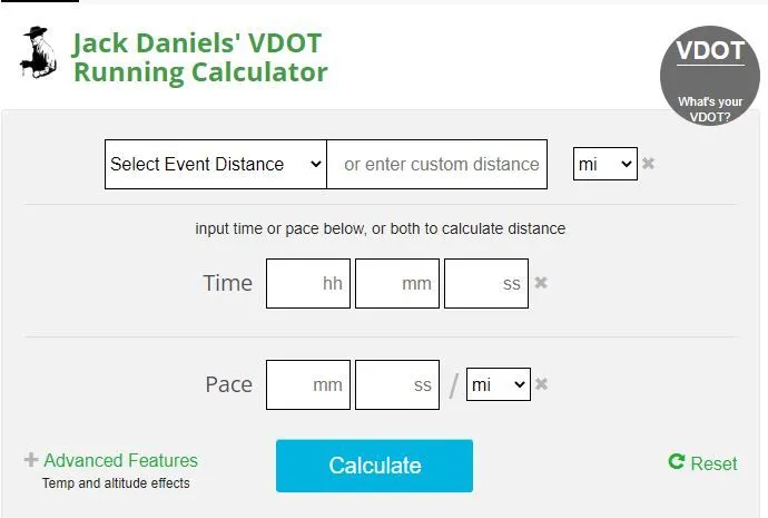 kalkulator vdot danielsa
