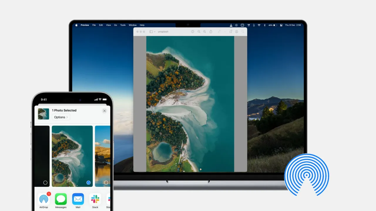 iPhone i MacBook AirDrop transfer zdjęć