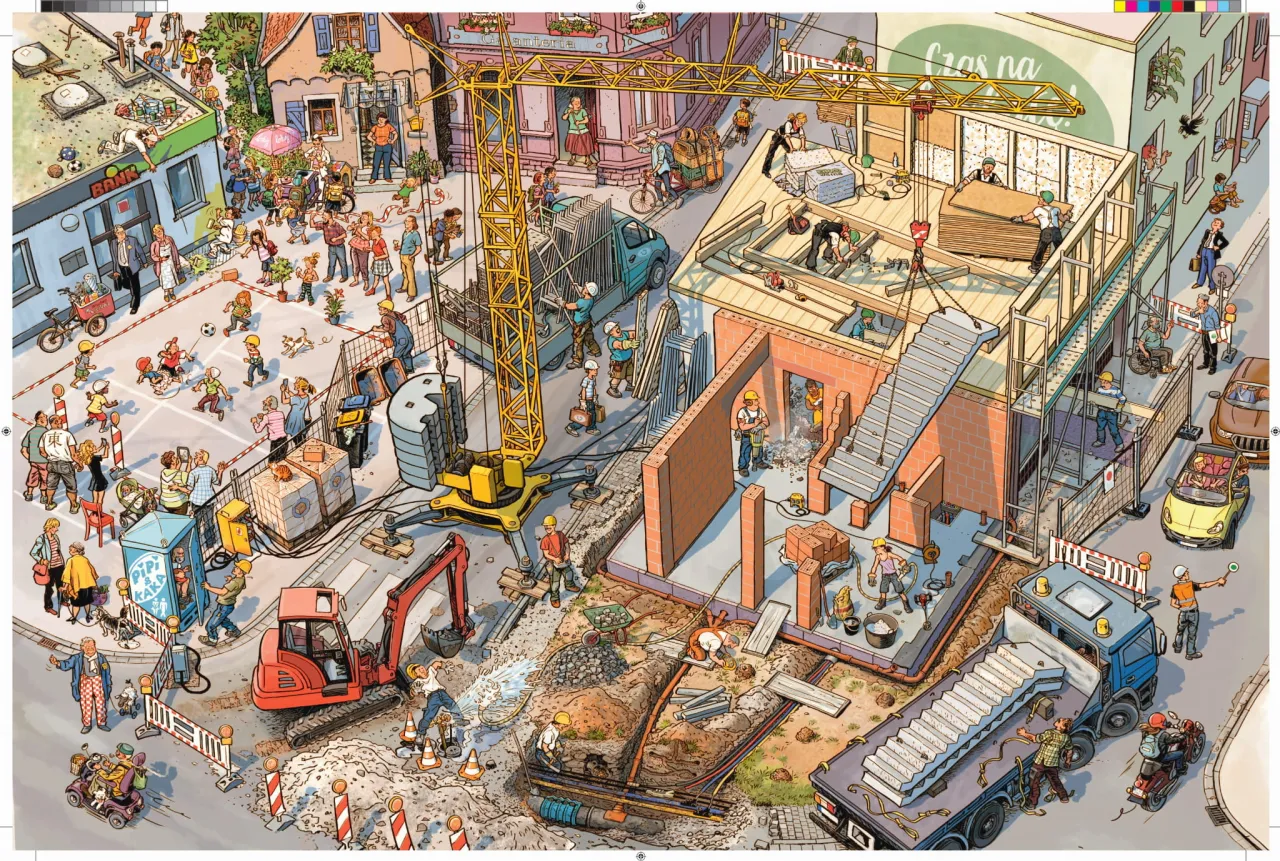 różne zawody budowlane na placu budowy