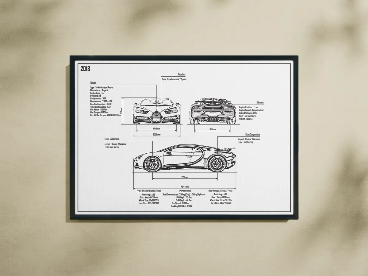 Bugatti Chiron proportions sketch