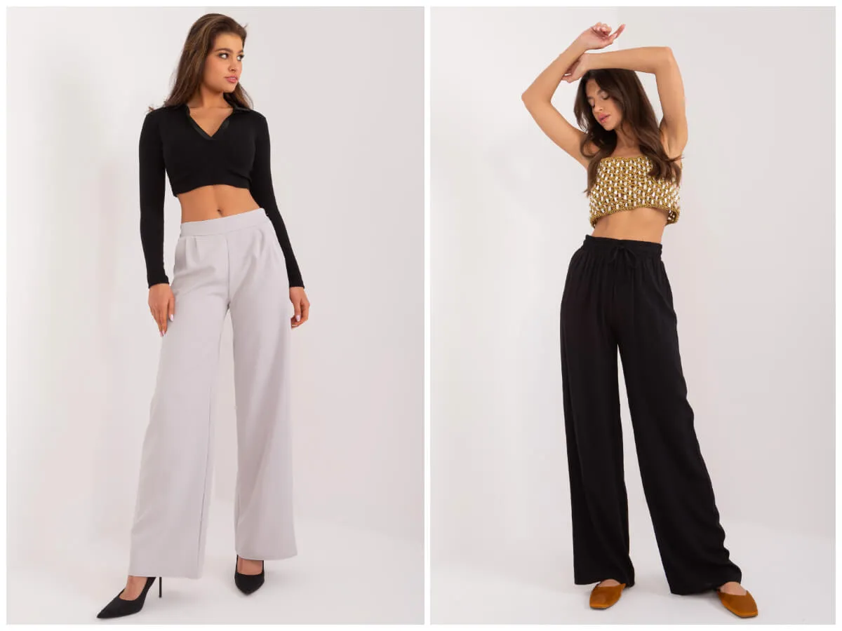Stylizacje z szerokimi spodniami i dopasowanymi topami