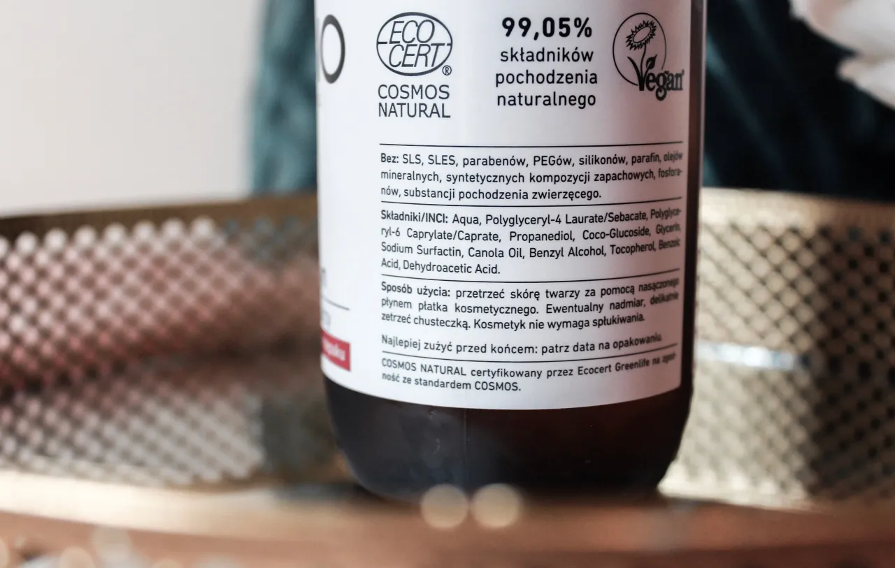 etykieta płynu micelarnego skład INCI