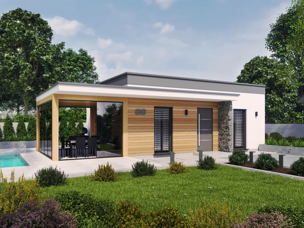 Nowoczesny dom z płaskim dachem