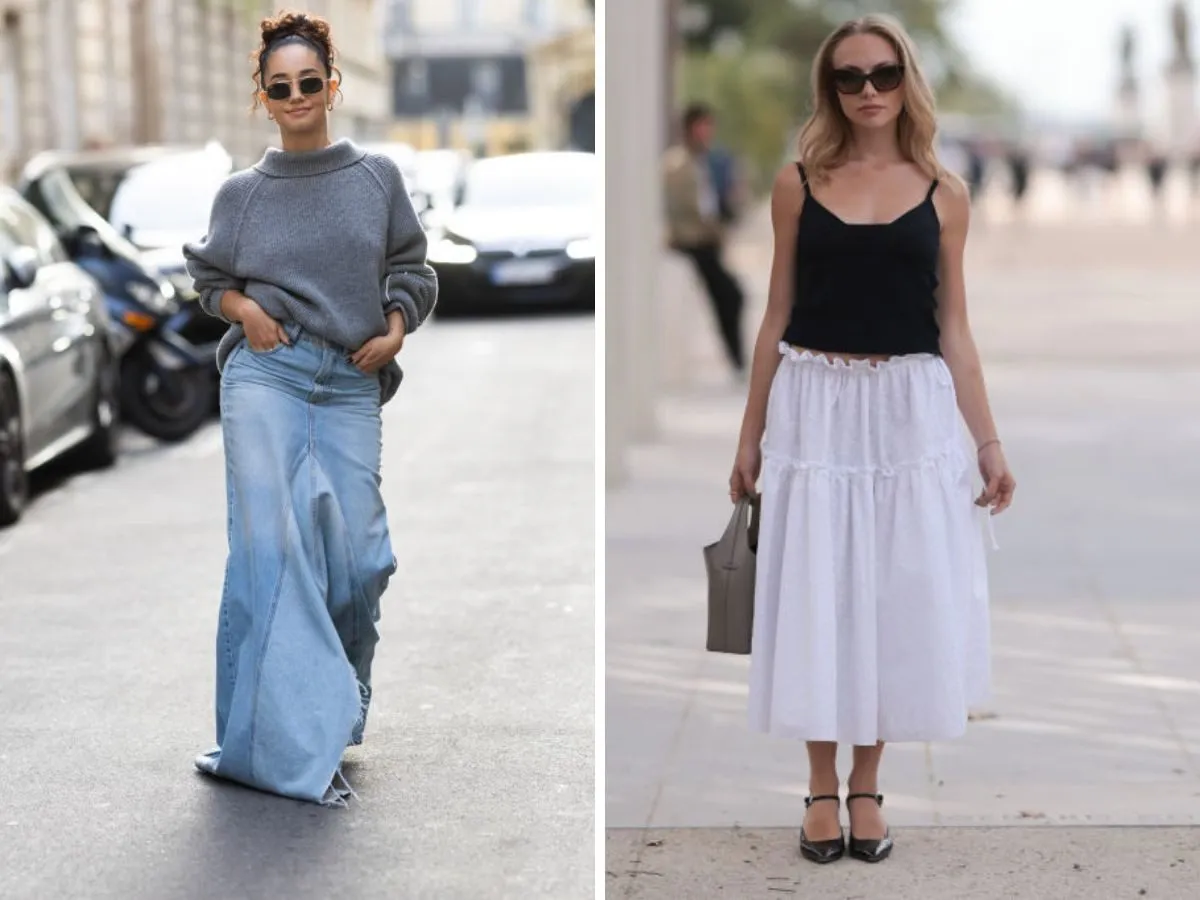 elegancka sp&oacute;dnica maxi i sandały na szpilce stylizacja