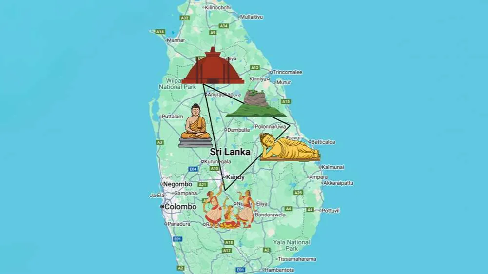 Sri Lanka Tr&oacute;jkąt Kulturowy mapa