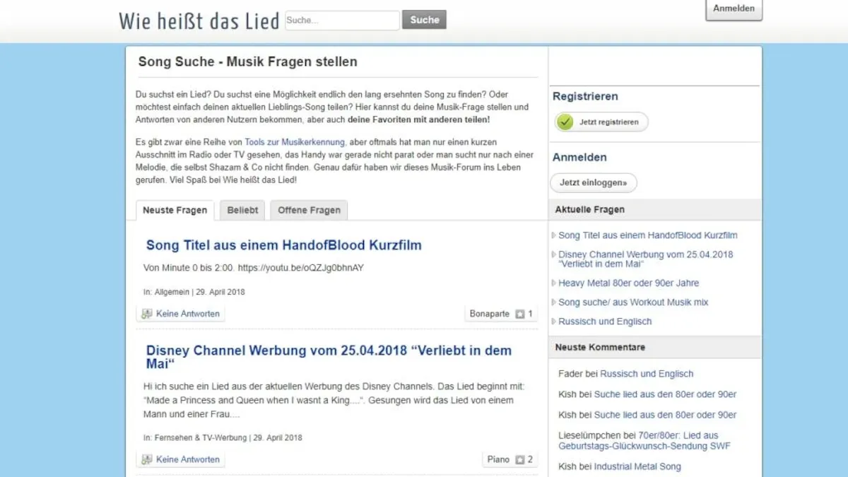 Online Community Musikerkennung Forum