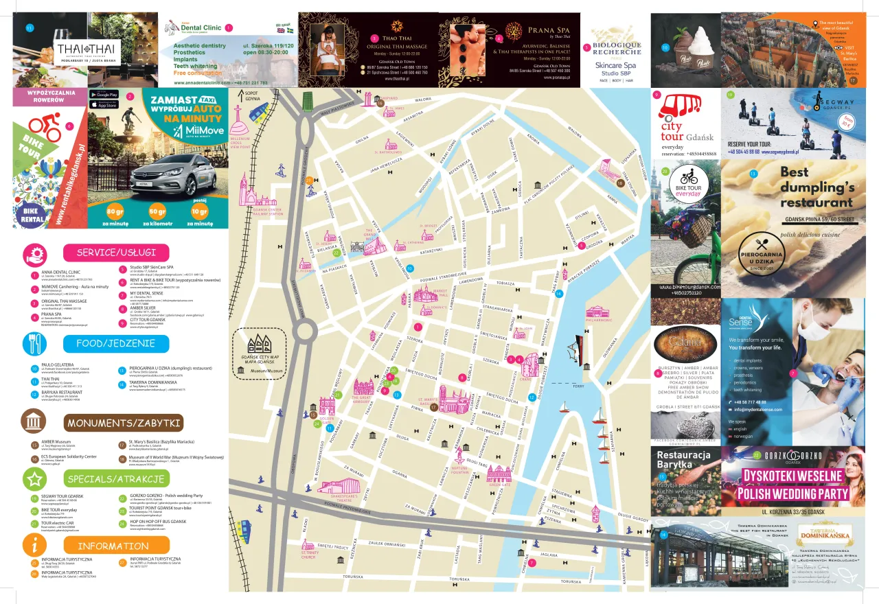 Mapa lot&oacute;w city break z Gdańska