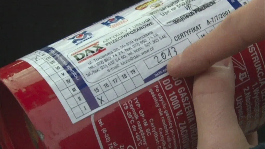 etykieta gaśnicy data ważności