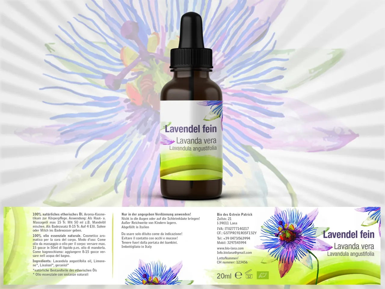 verschiedene &auml;therische &ouml;le flaschen etiketten