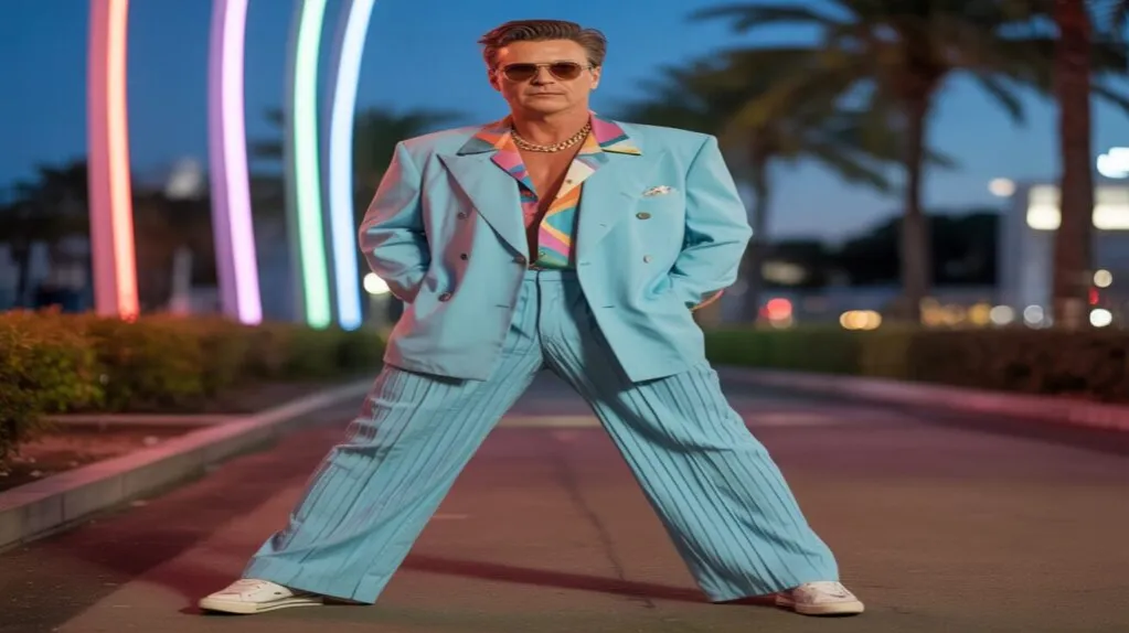 męskie stylizacje lata 80. rock disco sport miami vice