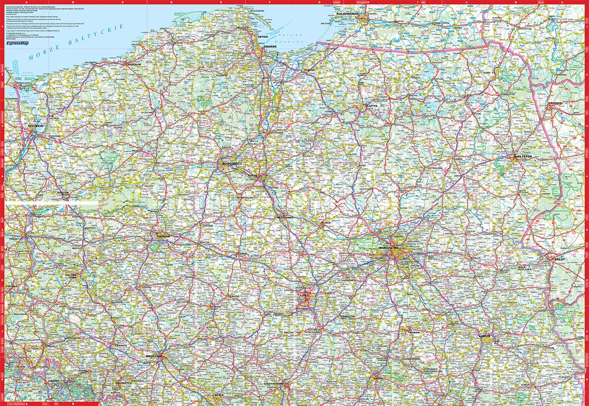 Mapa Polski z zaznaczonymi trasami transportowymi i symbolami pieniędzy