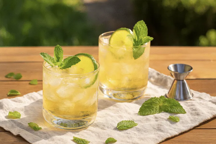 Auswahl an klassischen Ginger Ale Cocktails in schönen Gläsern