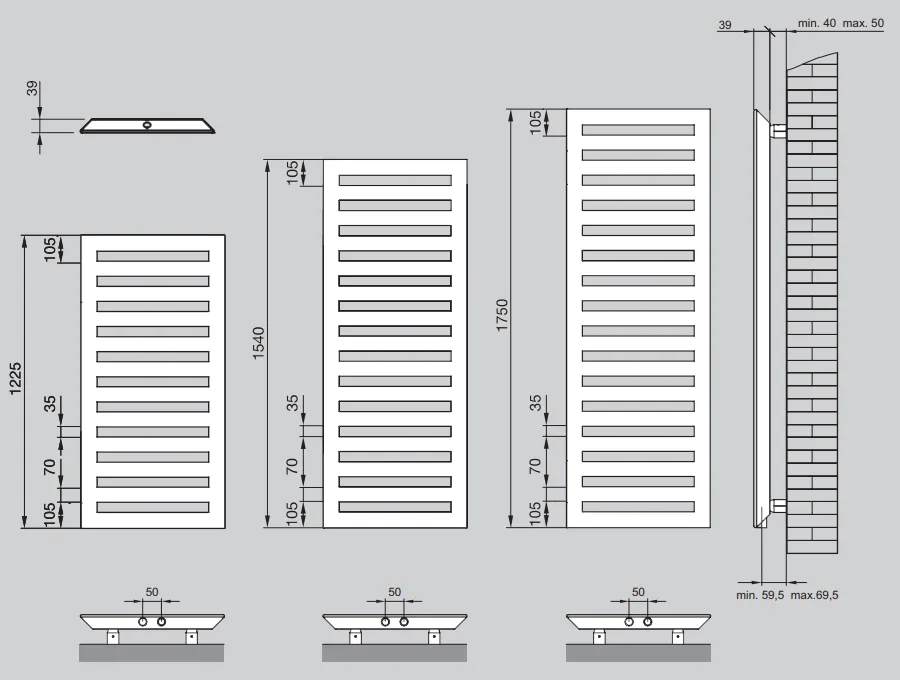 Wysokości montażu grzejnika łazienkowego z wymiarami