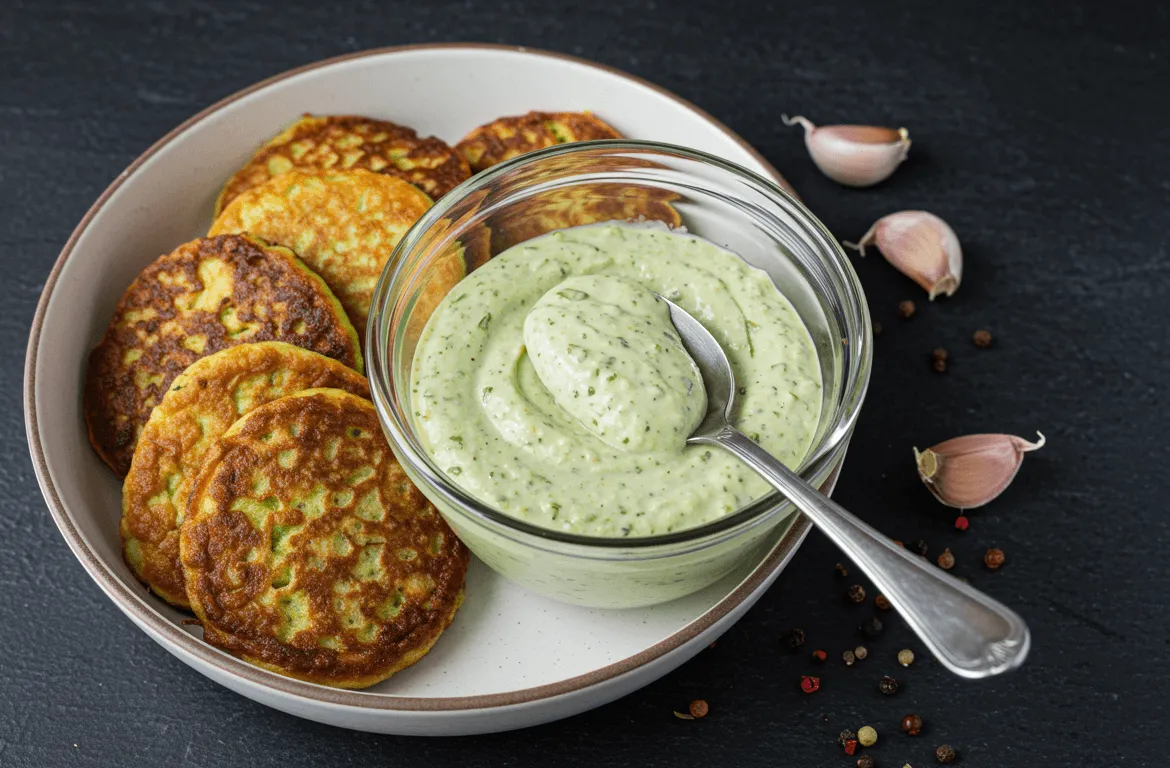 sos czosnkowy do placków z cukinii