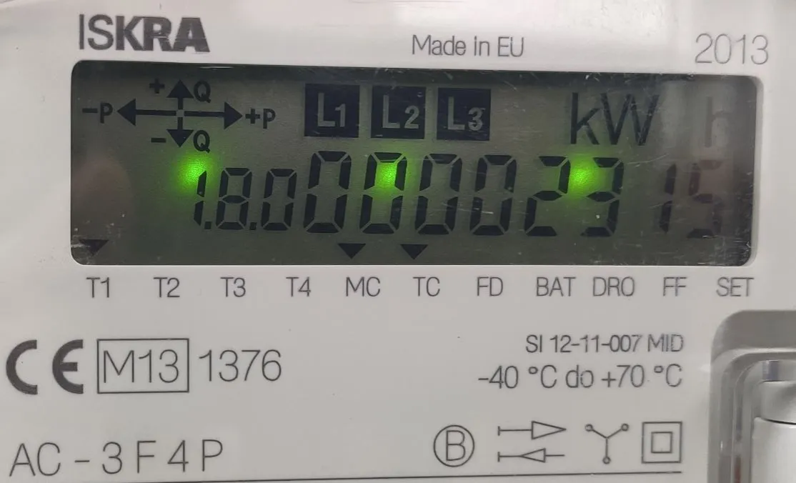 Licznik prądu Iskra wyświetlacz kody OBIS