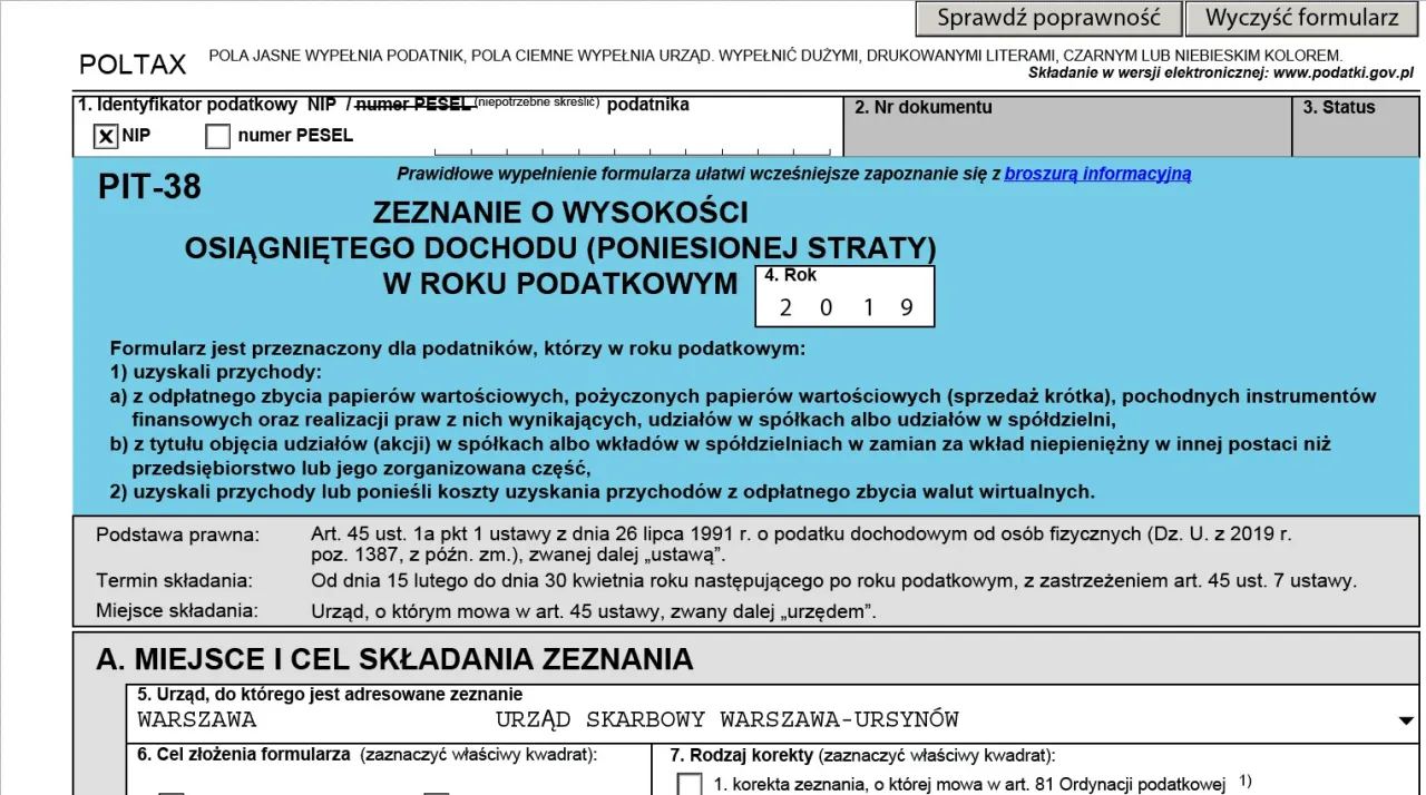 formularz PIT-28 termin złożenia