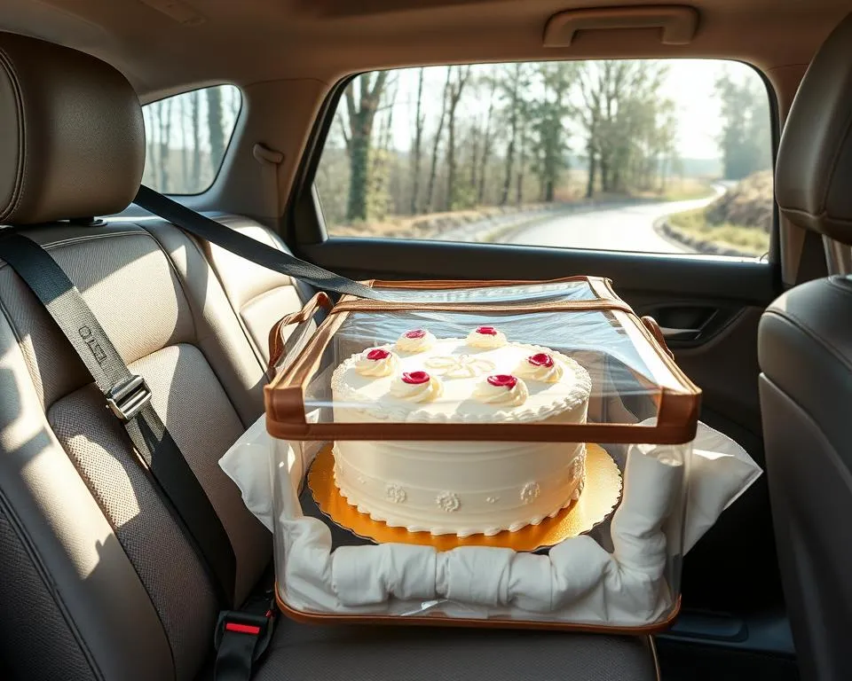 bezpieczne miejsce na tort w samochodzie