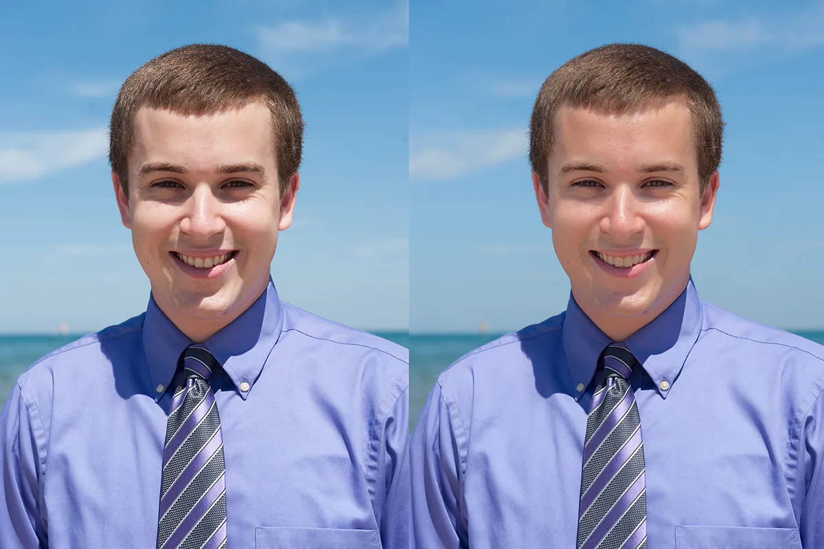 photoshop remove shadow from face before after