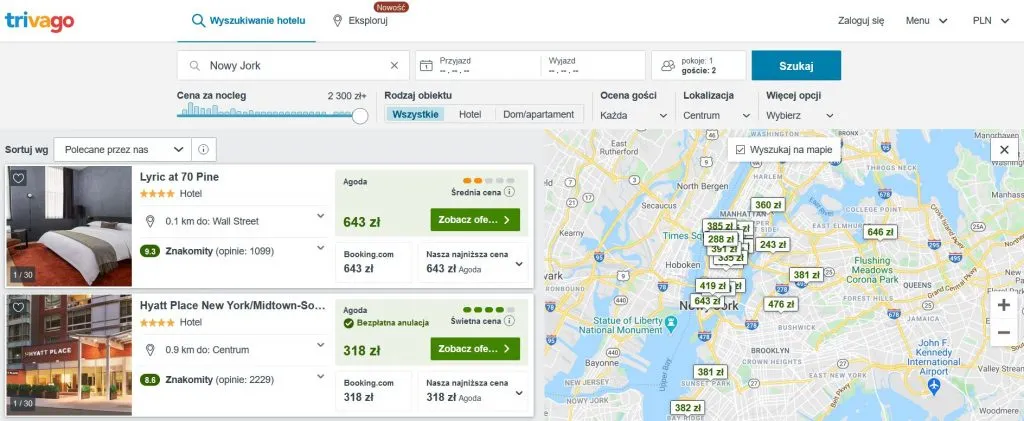 R&oacute;żne platformy rezerwacji nocleg&oacute;w, ikony Booking Airbnb Trivago