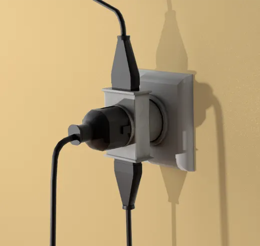 Przeciążenie gniazdka, wiele urządzeń podłączonych do jednego przedłużacza