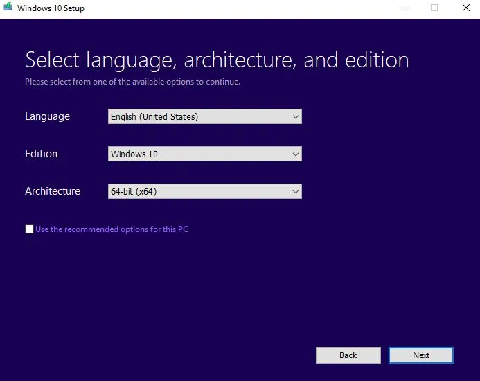 microsoft media creation tool screenshot