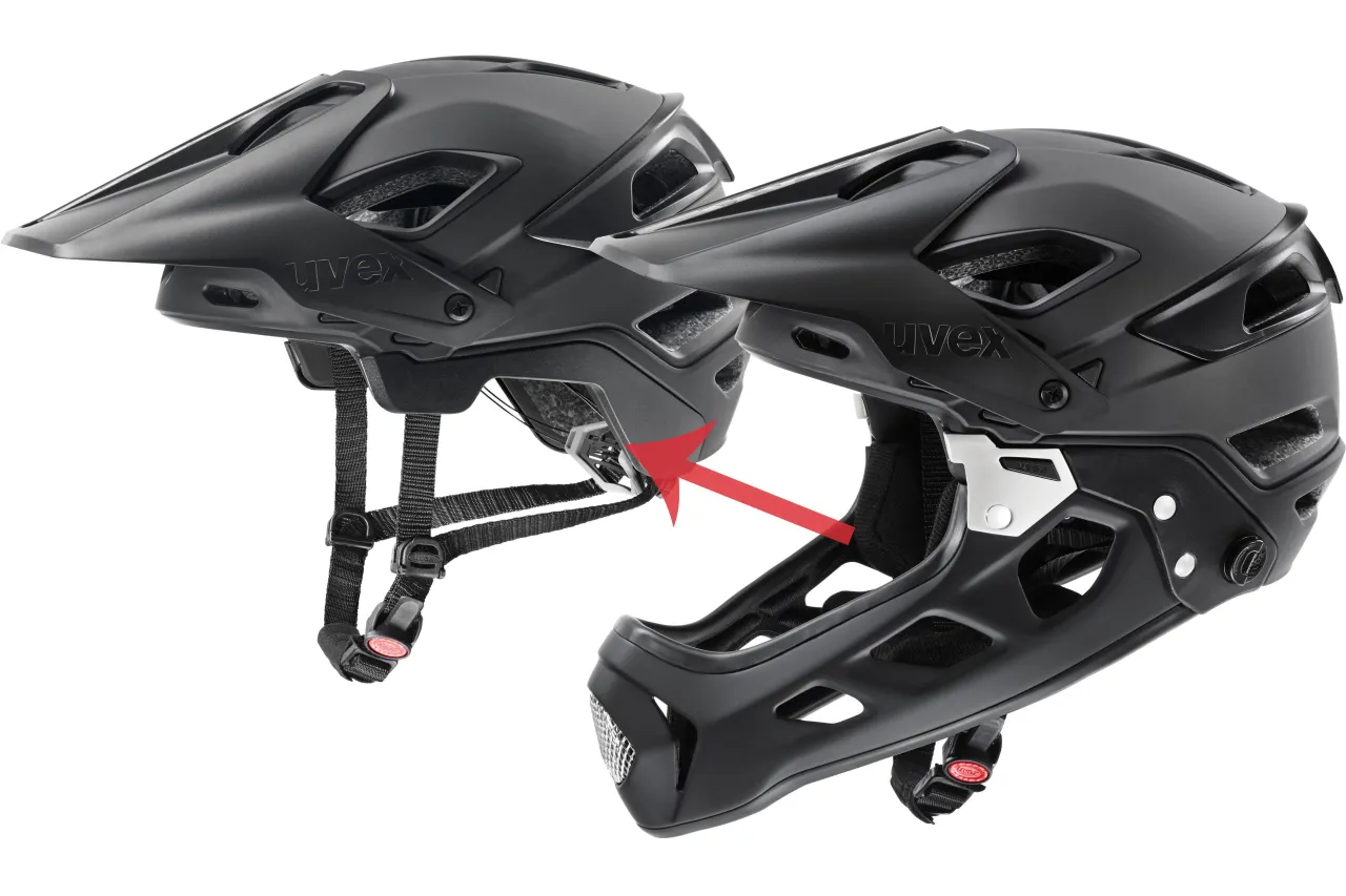 Przekrój kasku Uvex pokazujący technologie