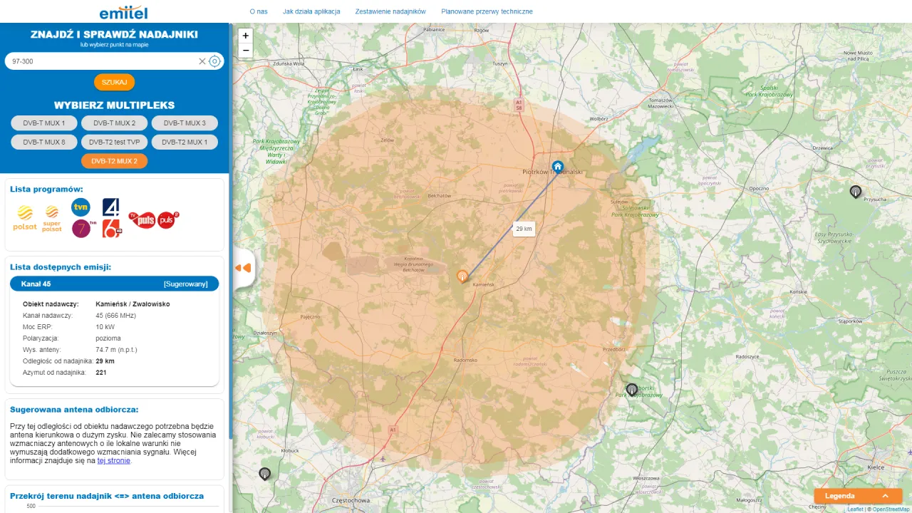 Aplikacja EmiMaps na telefonie