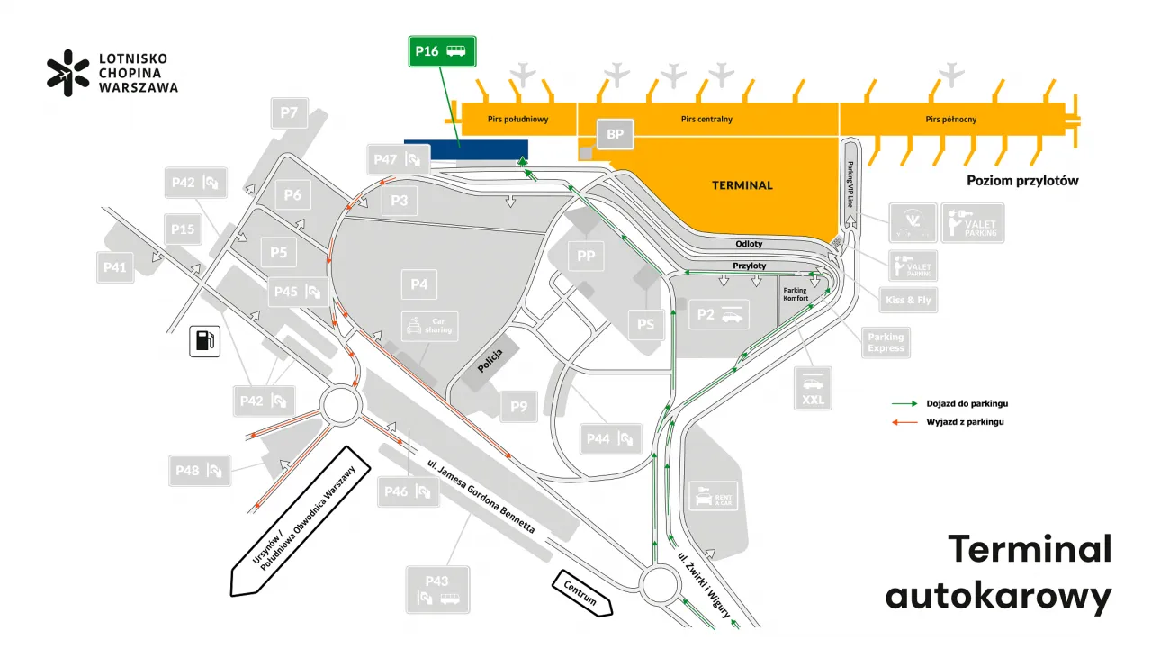 mapa przystanków autobusowych Warszawa Zachodnia Młociny Lotnisko Chopina