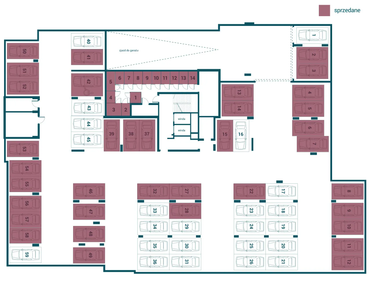 plan mieszkania z zaznaczonymi zmianami lokatorskimi, miejsce postojowe w garażu podziemnym